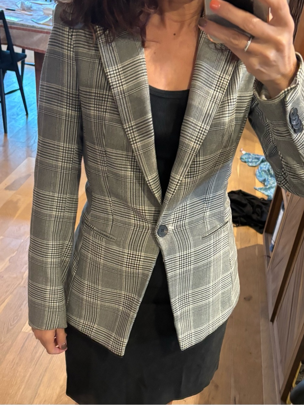 H&M plaid fitted blazer size 0